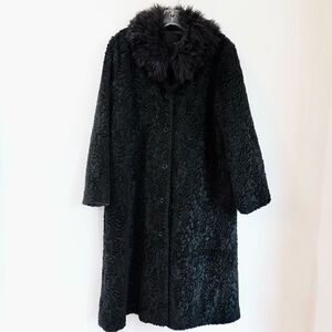 Vintage Persian Lamb Coat (Possibly Faux) with Faux Fur Collar Black Size Unknow